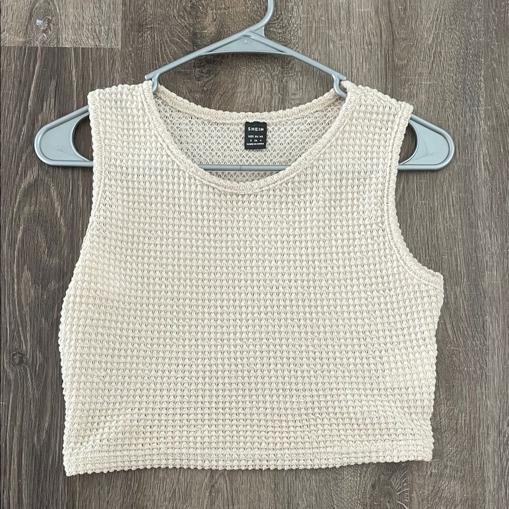 Cream Crotchet Crop Top